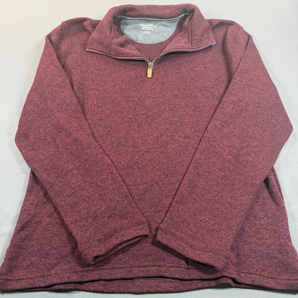 Saddlebred Quarter‎ Zip Fleece Pullover Mens Large Burgundy Comfort Flex